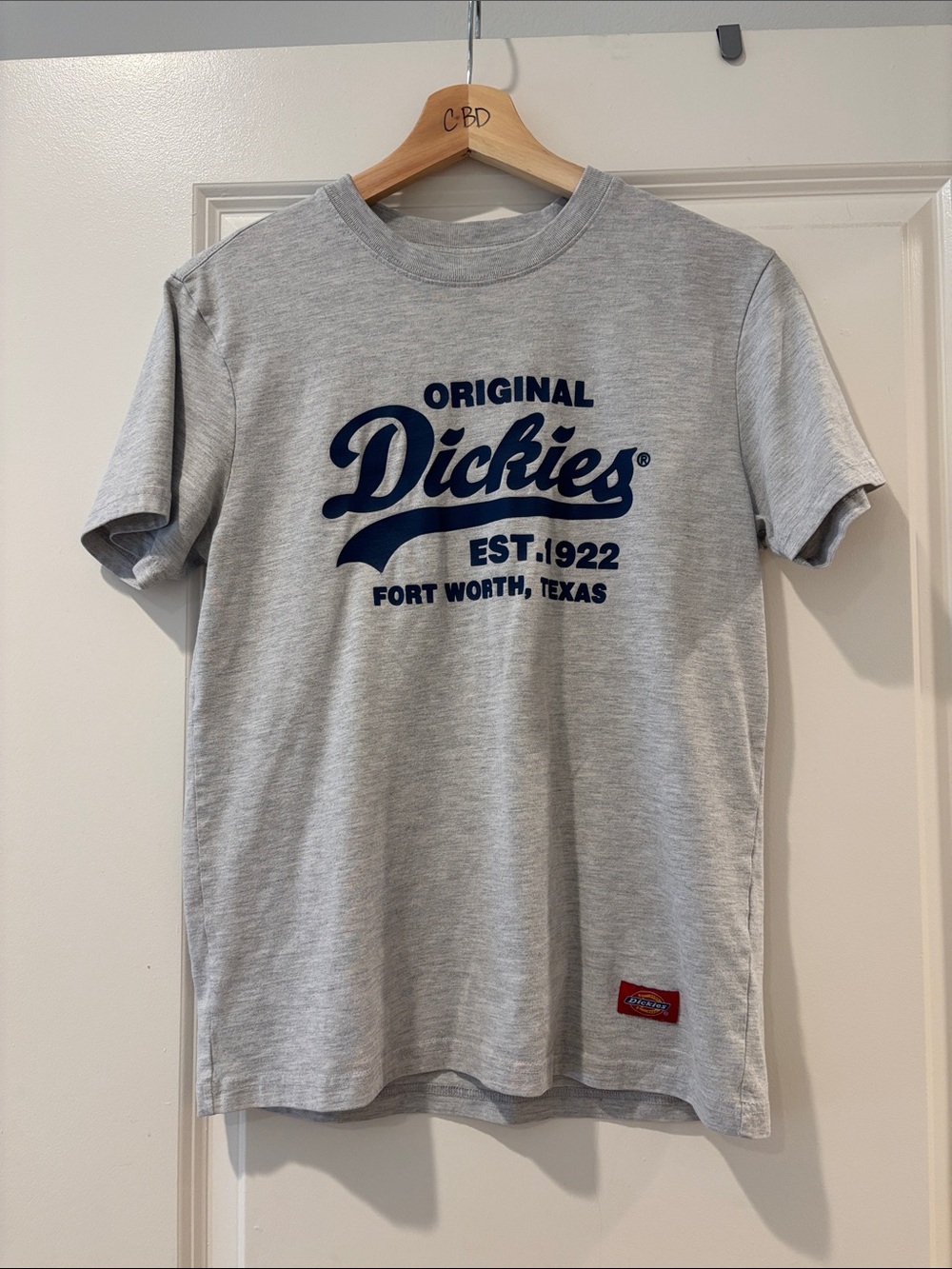 Dickies Light Gray Tee with Navy Logo - Men's Short Sleeve